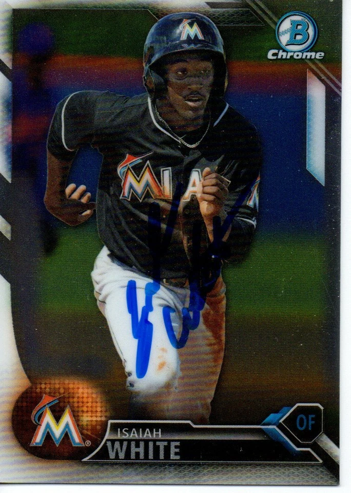 Isaiah White Miami Marlins 2016 Bowman Chrome Signed Card - Image 1 of 1
