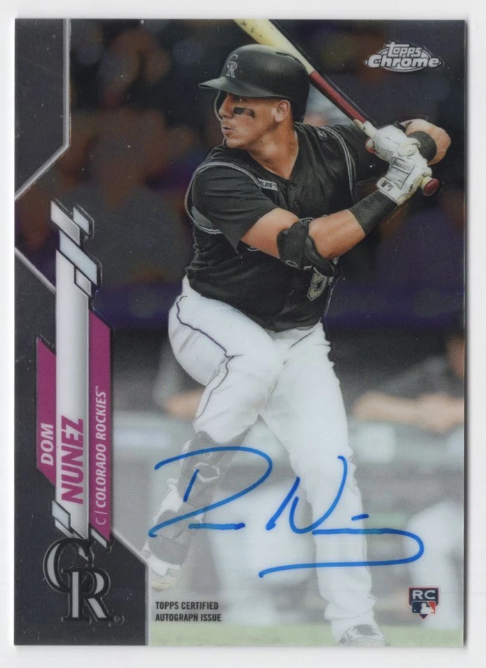 2020 Topps Chrome Rookie Autographs Dom Nunez Auto Colorado Rockies #RA-DN - Image 1 of 2