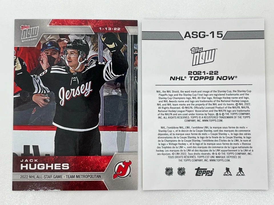 2021-22 Topps Now NHL Stickers All-Star - JACK HUGHES - NJ Devils - PR: 81 - Image 1 of 1