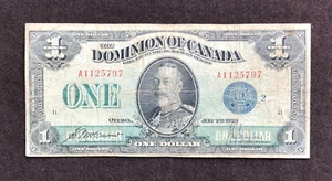 BANKNOTE DOMINION OF CANADA 1923 $ 1 EIN DOLLAR #A1125797 BLAUES SIEGEL - Bild 1 von 6