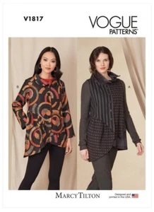 Vogue Sewing Pattern 1817 Misses 16-24 Button Up Jacket or Vest Asymmetric Hem - Picture 1 of 9