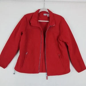 Athletic Works Womens Coat Sz 16/18 Red Heavy Fleece Jacket Full Zip Collar - Picture 1 of 13
