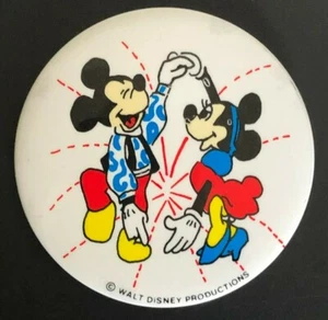 Mickey Mouse Minnie Tanzen Button Pinback Vintage Walt Disney Productions 3 1/2" - Bild 1 von 5