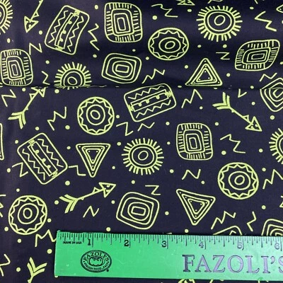 2 yds Pow Wow Black Neon Abstract Fabric 2017 Sue Marsh RJR Fabrics 44" W - Image 1 of 4