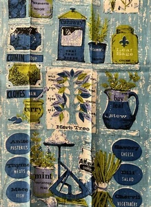 NWOT Vintage Linen Tea Towel HERB TREE Spices Unmarked Luther Travis - Picture 1 of 9