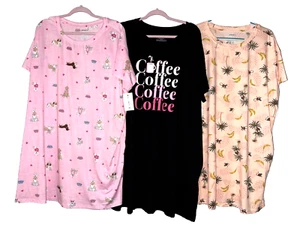 New 3 WOMENS 2X-3X JOYSPUN GOWN LADIES SLEEPSHIRT SLEEPWEAR COFFEE MONKEY DOGS - Picture 1 of 5