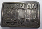 1974 &quot;Movin&#39; On Semitruck&quot; Solid Brass Belt Buckle