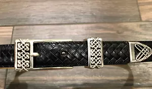 Brighton VINTAGE klassischer geflochtener schwarzer Fischschwanz Ledergürtel ML 32" sehr schön - Bild 1 von 12