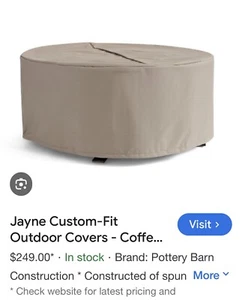 Pottery Barn Premium Custom Fit Cover Jayne Huntington Coffee Table Outdoor Deck - Picture 1 of 8