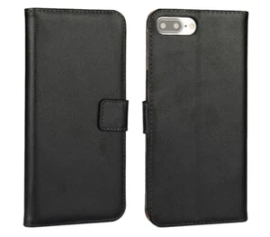 Funda de cuero de lujo negra para iPhone 6 6S Plus Card Pocket Wallet - Imagen 1 de 3