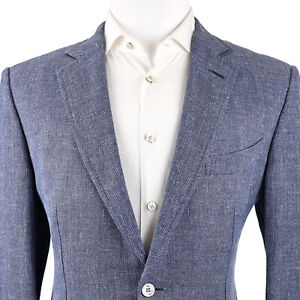 NEW $3,520 Tom Ford Aegean Blue Linen/Wool/Silk Textured Men's Jacket US 42L