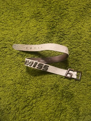 Cinturón Miss Sixty años 2000 vintage cuero avestruz Y2K beige largo 99cm Foto 1 de 4