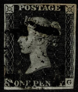 1840 1d Black Pl 6 NG Bleuté Papier fast 4m schwarz MX sehr gut/fein Kat. 775,00 £ - Bild 1 von 1