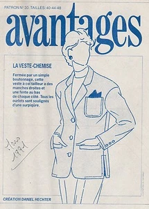 patron couture Avantages N°30 Mars 1991 Veste-chemise 40 - 44 - 48 - Picture 1 of 2