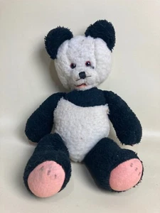 Vintage 1950s Panda Black White Bear Plush Teddy Articulated Arms Legs - Picture 1 of 5