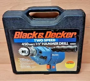 Vintage Black and Decker Two Speed 450watt 1/2"Hammer Drill Model 400H With Case - Picture 1 of 8