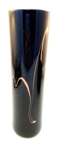 Jarrón de vidrio arte francés vintage Maure-Vieil cilindro negro remolino aventurino 9,25" - Imagen 1 de 6
