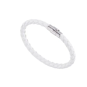 Premium Designer White Leather High Quality Bracelet Braided - Picture 1 of 1