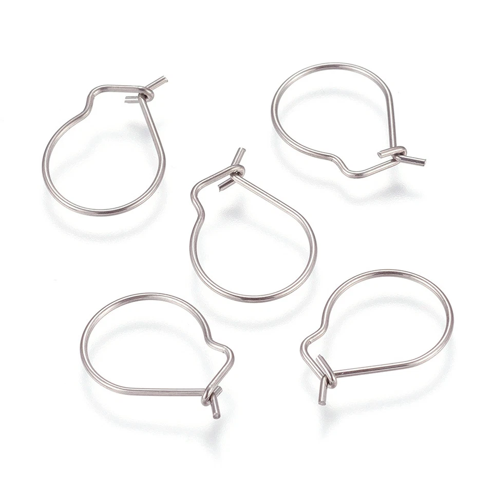200 шт. 304 из нержавеющей стали почечные ушные провода грушевидной формы серьги-кольца фурнитура 18 мм - Изображение 1 из 2