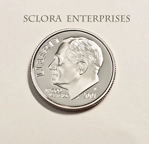 2001 S Roosevelt *CLAD PROOF* Dime **FREE SHIPPING** - Foto 1 di 2