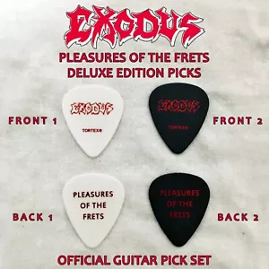 Exodus "Pleasures Of The Frets" Guitar Pick Set 2 Black & White Official New - Imagen 1 de 3