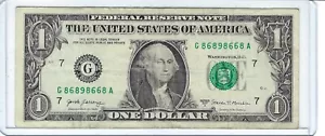 RARA banconota da 1 dollaro 2017 numero di serie fantasia banconota TRINARY FLIPPER G86898668A - Foto 1 di 3