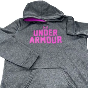 Under Armour Pullover Hoodie Big Logo Youth Size X-Large Grey Purple - Picture 1 of 6