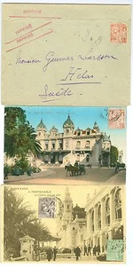 MONACO: Lot with 3 covers/postcards sent to Sweden 1921. - Imagen 1 de 2