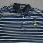 Masters Collection Polo Shirt Mens Extra Large Blue Striped Pima Cotton Logo