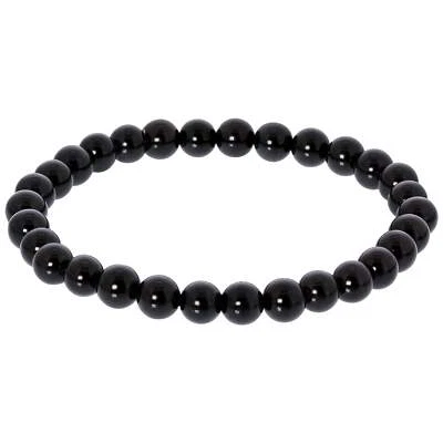 6mm Black Obsidian Gemstone Bead Unisex Stretch Bracelet - Image 1 of 2