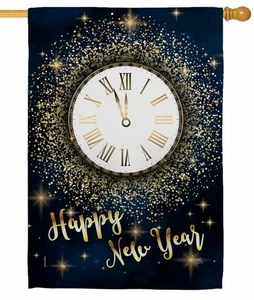 Countdown New Year Clock Sublimated House Flag - Picture 1 of 1
