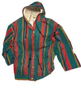 Vintage 90s Corniche Jacket Multicolor Hooded Oversized Skater Rainbow Grunge XL - Picture 1 of 11