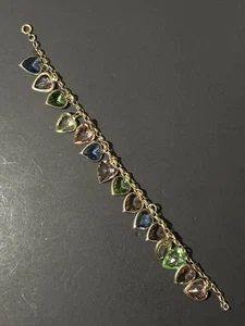 Pulsera Corazones Cristal Multicolor Tono Dorado Vintage - Imagen 1 de 15