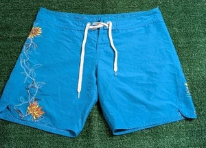 Body Glove Swim Shorts Womens Size Large Aqua Blue Floral Beach Surf Outdoors - Picture 1 of 6