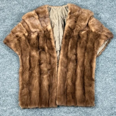 Gola xale estola pele de vison vintage marrom capa envoltório luxo elegante esposa máfia - Imagem 1 de 4