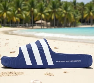 $59 Adidas Adilette 22 Slides Blue White Mens Size 7 New IF3667 - Picture 1 of 8
