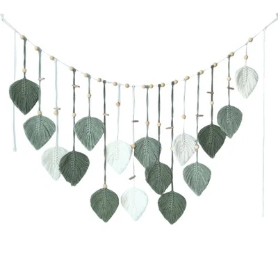 Tapiz tejido boho colgante de pared hoja de macramé 47x26"" hecho a mano textil colgante... Foto 1 de 4