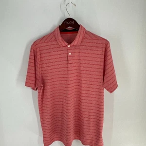 Nike Dri Fit Striped Short Sleeve Quick Dry Pullover Polo Shirt Red Size Medium - Picture 1 of 9