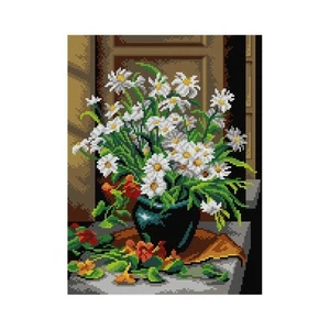 Bedruckter Leinwand Wandteppich Stickerei Orchidea "Blumen in der Vase" 3105J - Bild 1 von 1