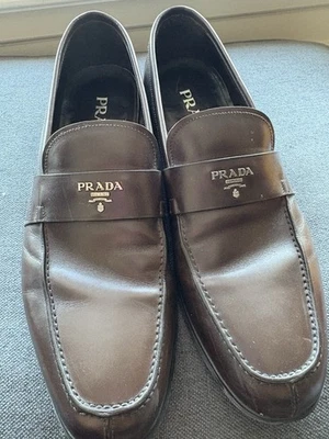 PRADA Men's Brown Leather Loafers Size 11 - Image 1 of 4