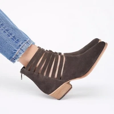 Botines Free People Sloane de gamuza con tiras punta marrón bohemio 7,5-8 Foto 1 de 4