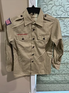 Boy Scout BSA UNIFORM Tan SHIRT Youth Large Long Sleeve J84 - Picture 1 of 7