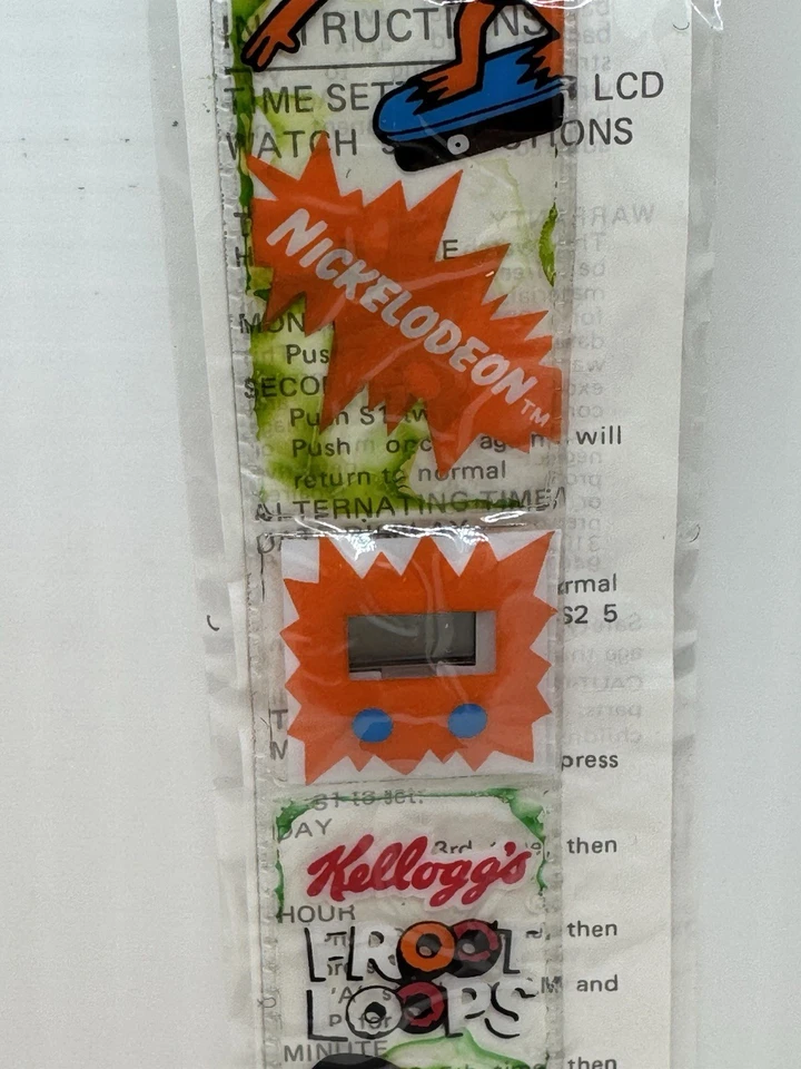 Reloj Froot Loops Nickelodeon 1992 Slime cereal premium en bolsa batería muerta  Foto 1 de 4