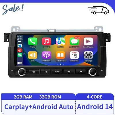 Autoradio Carplay Android 14 GPS Navi SWC WiFi BT DAB+ 32GB Für BMW 3er E46 M3 - Bild 1 von 4