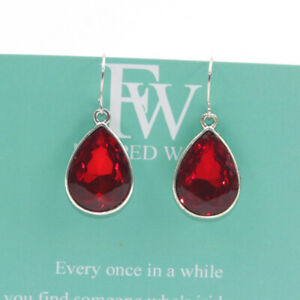 Women Charms Gift Silver Plated Crystal Ear Studs Dangle Teardrop Earrings Fa02