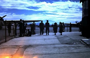 Original 1950's Slide, Aviation / Airport Scene with Vintage Airplanes - Picture 1 of 1