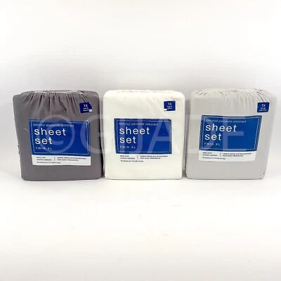 Juego de sábanas 3 piezas resistentes a las arrugas de benzoilo peróxido doble XL grises, blanco Foto 1 de 4