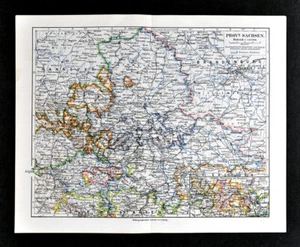 1900 Meyers Map Sachsen Magdeburg Dessau Halle Leipzig Frankfurt Weimar Germany - Picture 1 of 3