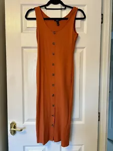 Rust Brown Bodycon Midi Button Dress Forever 21 Size Small - Picture 1 of 6
