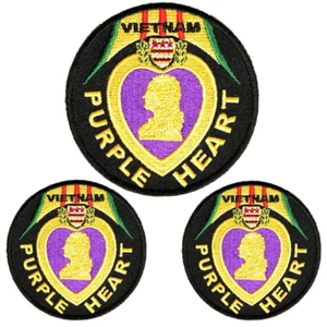 ONE PAIR VIETNAM PURPLE HEART IRON-ON EMBROIDERED SHOULDER PATCHES...2 PIECES.. - Picture 1 of 5